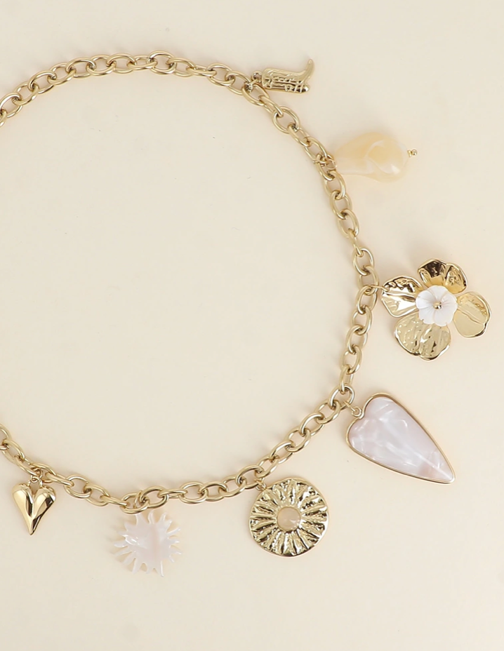 Collier coeur nacré