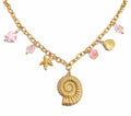 Collier coquillage rose