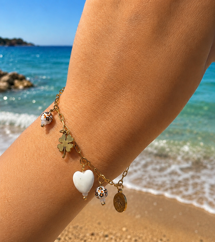 Bracelet cœur nacré