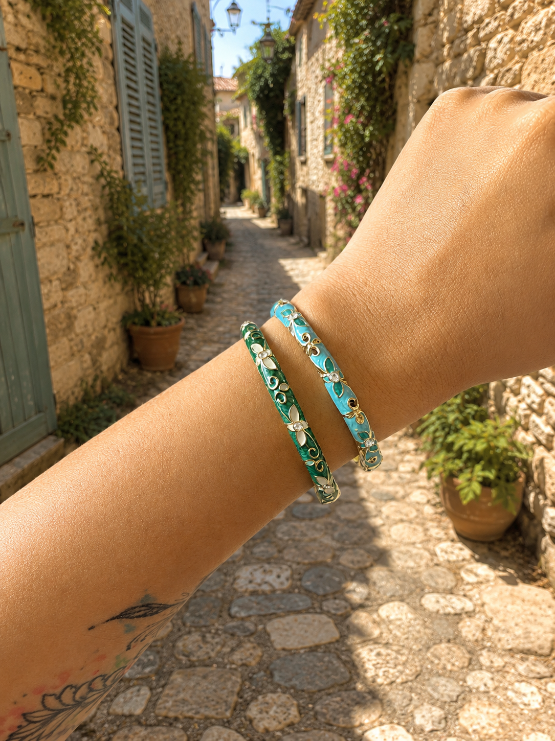 Jonc Thaïlandais - Collection bleu / vert